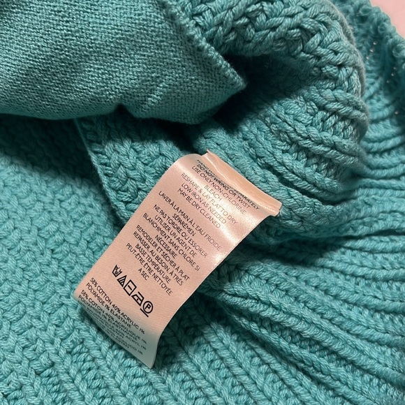 Free people Cardigan  Crochet Sweater size L Turquoise NWOT - Picture 10 of 13